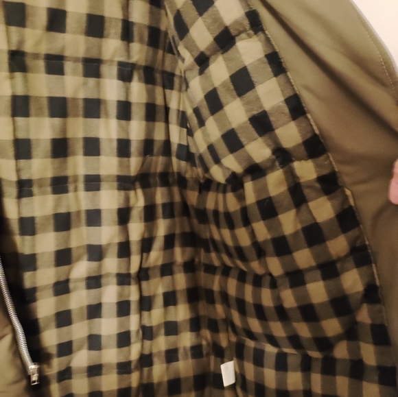 ♥️Mulberry Street Down Parka KhakiGreen long L flannel lined EUC - Picture 8 of 8